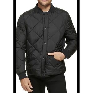 Calvin Klein NWT Men Black Camo Reversible Quilted Snap-Front Bomber Jacket Sz L